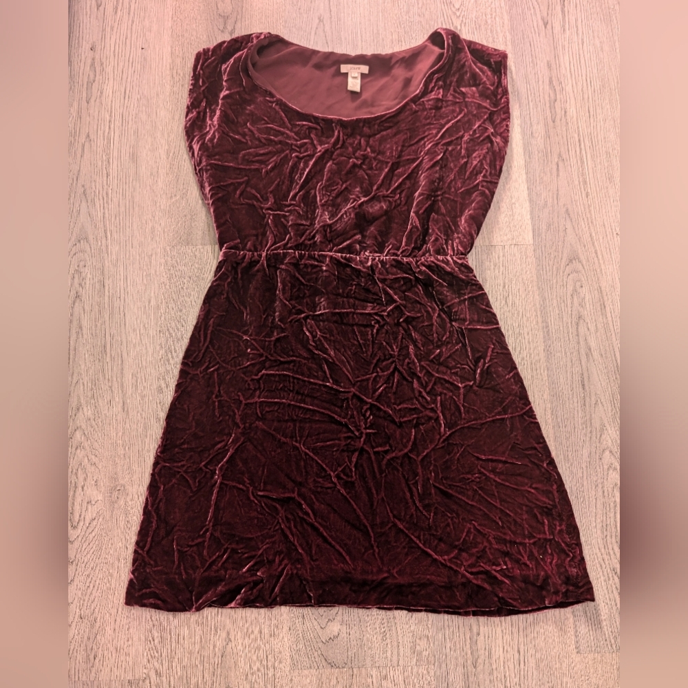 J.Crew Burgundy Crushed Velvet Silk Blend Dress Size 4 Whimsigoth